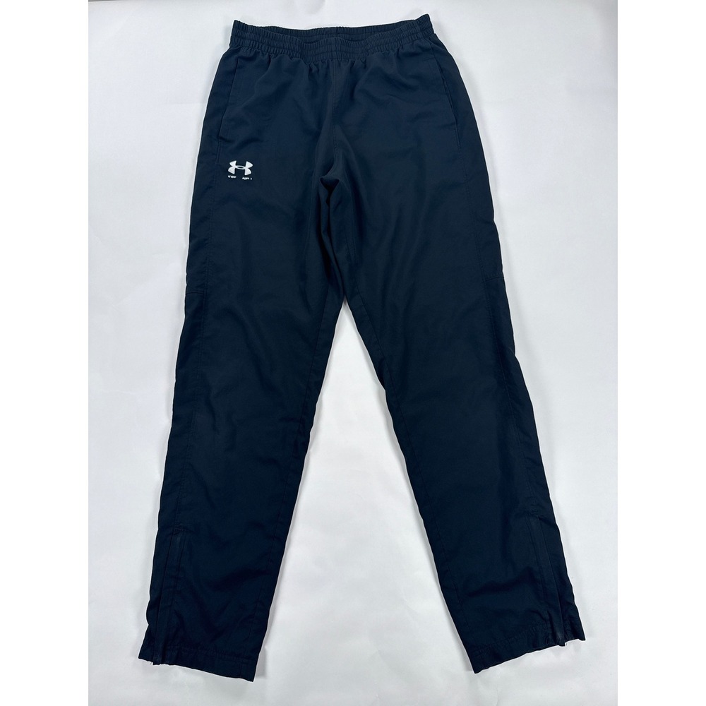 Under Armour Mens Track Pants Medium Black Loose Fit Ankle Zip Athletic